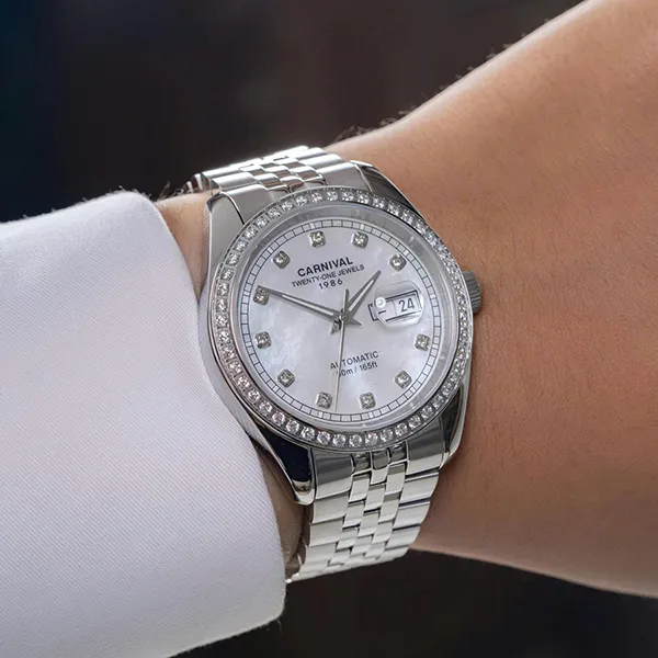 Đồng Hồ Nam Carnival Automatic Watch 8131G2-VT-TK Màu Bạc Trắng