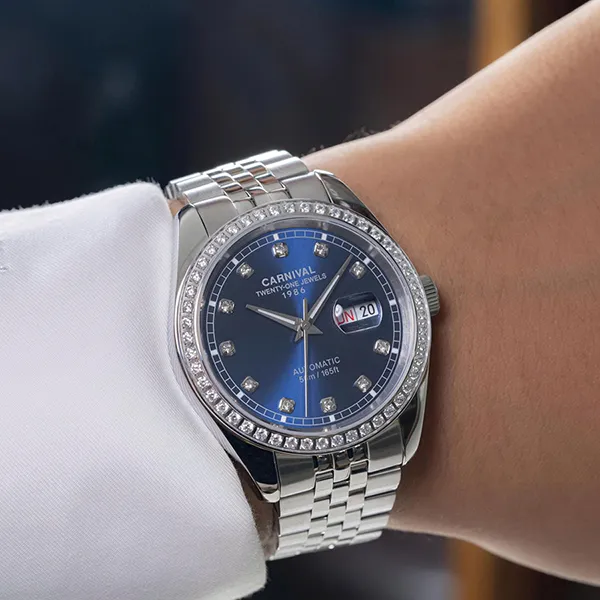 Đồng Hồ Nam Carnival Automatic Watch 8131G2-VT-X Màu Bạc Xanh