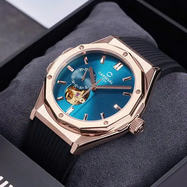 Đồng Hồ Nam Carnival Automatic Watch 8189G-VH-DCS-XL Màu Đen Xanh