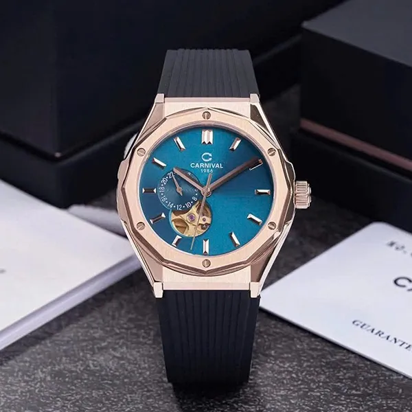 Đồng Hồ Nam Carnival Automatic Watch 8189G-VH-DCS-XL Màu Đen Xanh