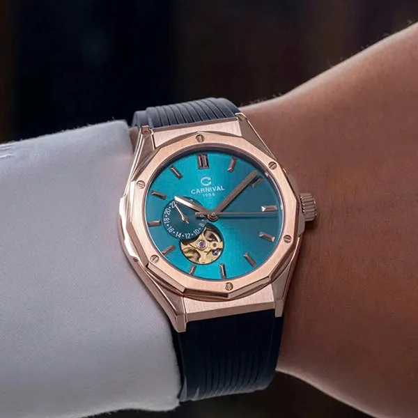 Đồng Hồ Nam Carnival Automatic Watch 8189G-VH-DCS-XL Màu Đen Xanh