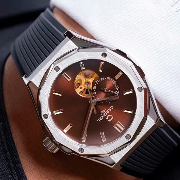 Đồng Hồ Nam Carnival Automatic Watch 8189G-VT-DCS-N Màu Đen Nâu
