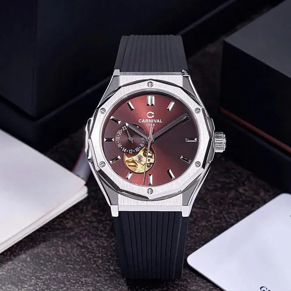 Đồng Hồ Nam Carnival Automatic Watch 8189G-VT-DCS-N Màu Đen Nâu