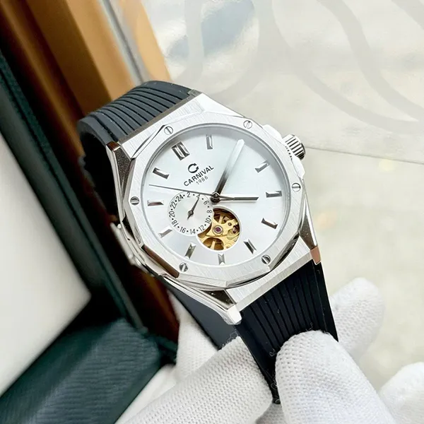 Đồng Hồ Nam Carnival Automatic Watch 8189G-VT-DCS-T Màu Đen Bạc