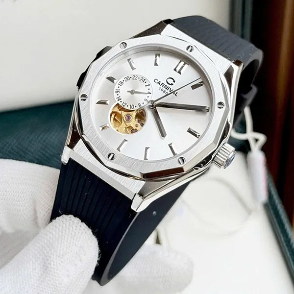 Đồng Hồ Nam Carnival Automatic Watch 8189G-VT-DCS-T Màu Đen Bạc
