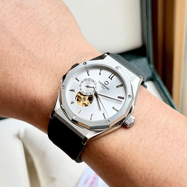 Đồng Hồ Nam Carnival Automatic Watch 8189G-VT-DCS-T Màu Đen Bạc