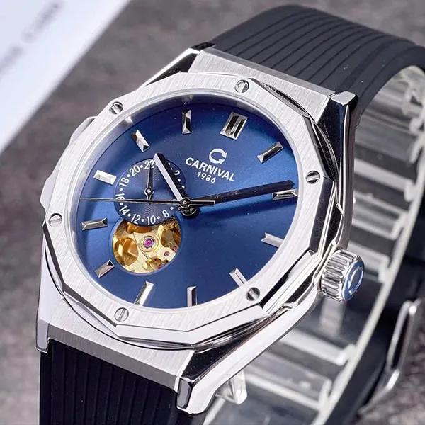 Đồng Hồ Nam Carnival Automatic Watch 8189G-VT-DCS-X Màu Bạc Xanh