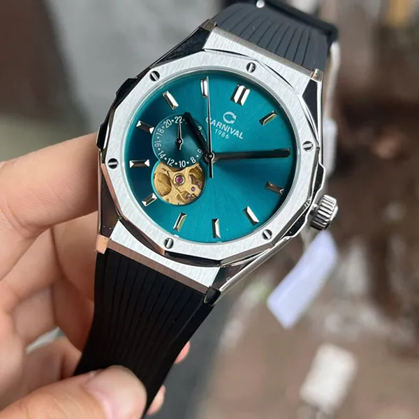Đồng Hồ Nam Carnival Automatic Watch 8189G-VT-DCS-XL Màu Đen Xanh
