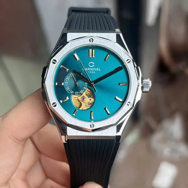 Đồng Hồ Nam Carnival Automatic Watch 8189G-VT-DCS-XL Màu Đen Xanh