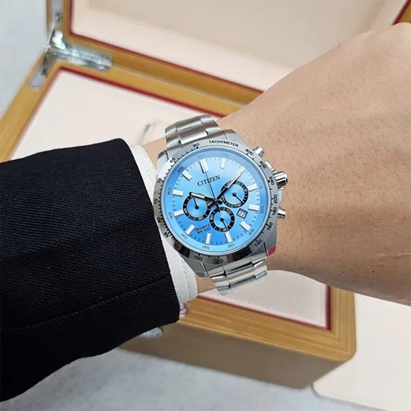 Đồng Hồ Nam Citizen Chronograph Quartz Blue Dial Watch AN8230-59L Màu Bạc