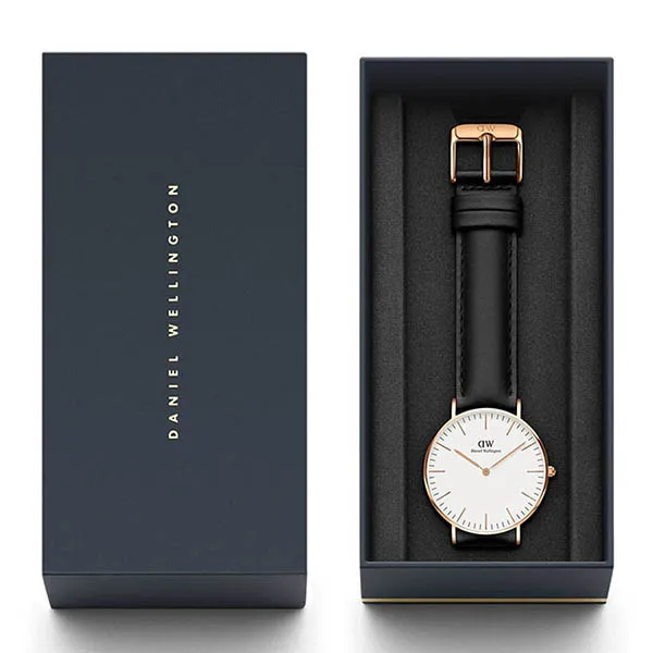 Đồng Hồ Nữ Daniel Wellington Classic Sheffield RG White 36mm DW00100036 Màu Đen Trắng