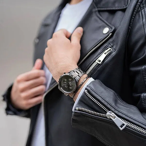 Đồng Hồ Nam Daniel Wellington Iconic Chronograph Link Graphite GM DW00100643 Màu Đen Xám