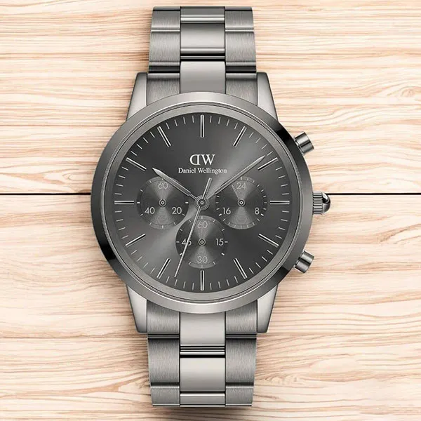 Đồng Hồ Nam Daniel Wellington Iconic Chronograph Link Graphite GM DW00100643 Màu Đen Xám