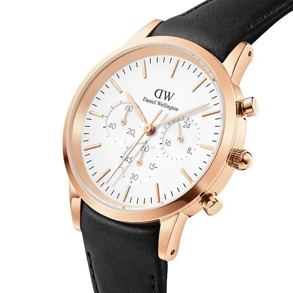 Đồng Hồ Nam Daniel Wellington Iconic Chronograph Sheffield RG DW00100646 Màu Đen - Vàng Hồng