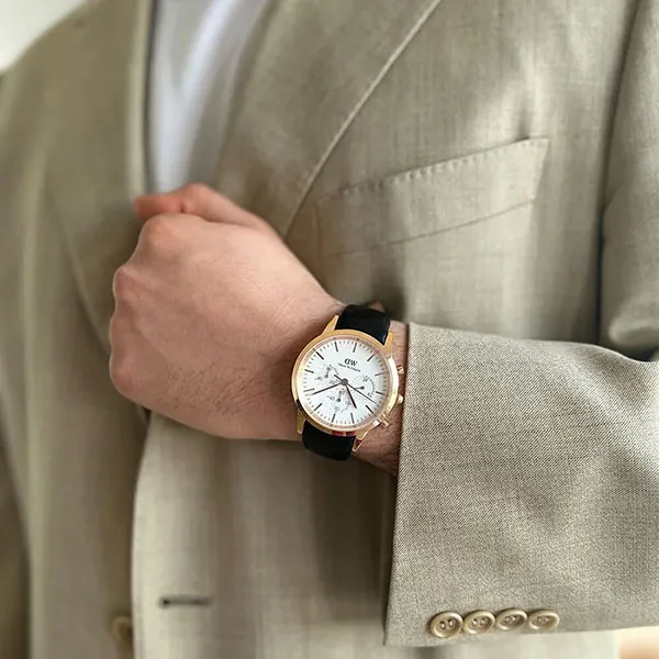 Đồng Hồ Nam Daniel Wellington Iconic Chronograph Sheffield RG DW00100646 Màu Đen - Vàng Hồng