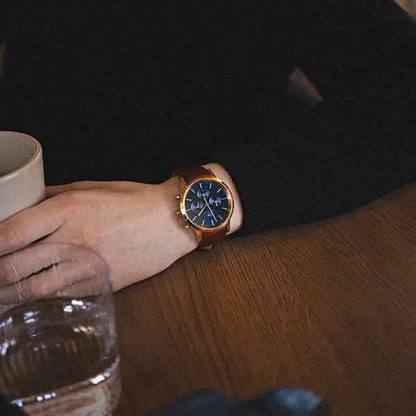 Đồng Hồ Nam Daniel Wellington Iconic Chronograph St Mawes Arctic RG DW00100639 Màu Xanh Nâu