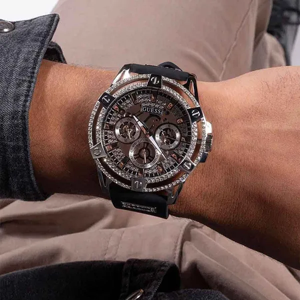 Đồng Hồ Nam Guess Mens Black Silver Tone Multi-Function Watch GW0537G1 Màu Đen Trắng