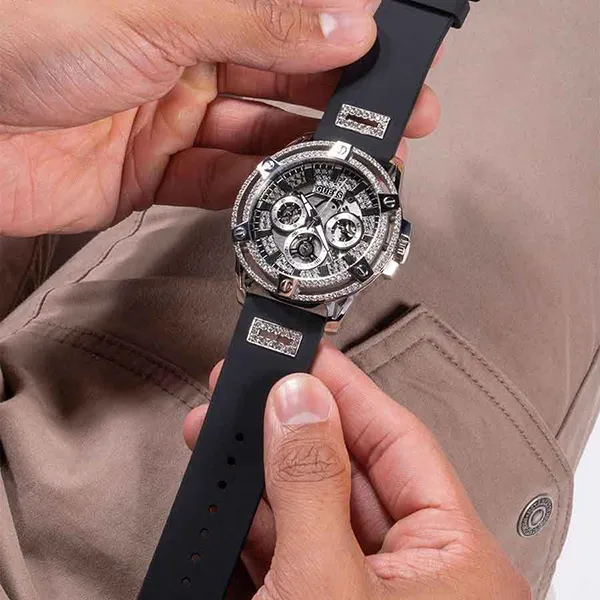 Đồng Hồ Nam Guess Mens Black Silver Tone Multi-Function Watch GW0537G1 Màu Đen Trắng