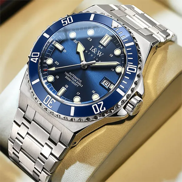 Đồng Hồ Nam I&W Carnival 726G-T1 Màu Bạc Xanh