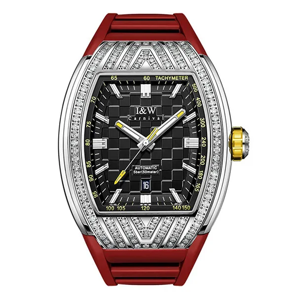Đồng Hồ Nam I&W Carnival 727G-S4 Màu Đỏ Bạc