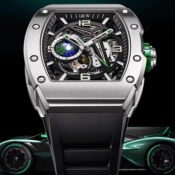 Đồng Hồ Nam I&W Carnival 737G-S2 Automatic Sport Màu Đen Bạc