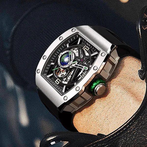 Đồng Hồ Nam I&W Carnival 737G-S2 Automatic Sport Màu Đen Bạc