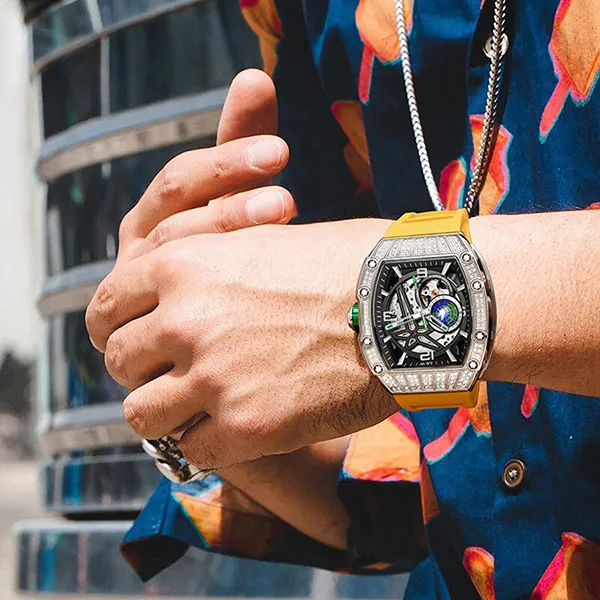 Đồng Hồ Nam I&W Carnival 737G1-S3 Automatic Sport Màu Vàng Xám