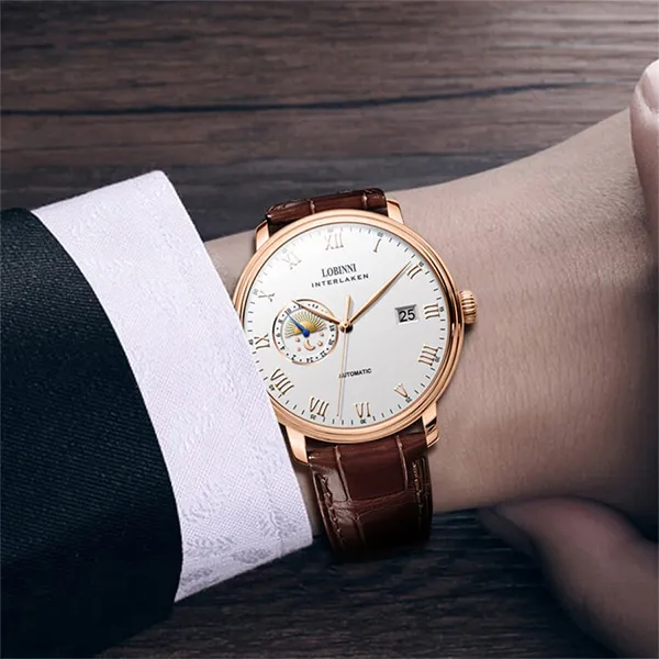 Đồng Hồ Nam Lobinni LB12032G-D1 Màu Nâu - Trắng