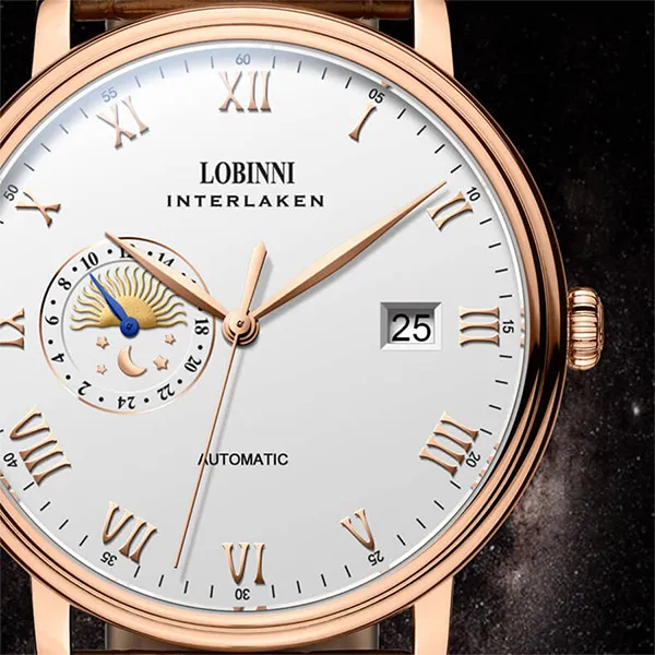 Đồng Hồ Nam Lobinni LB12032G-D1 Màu Nâu - Trắng