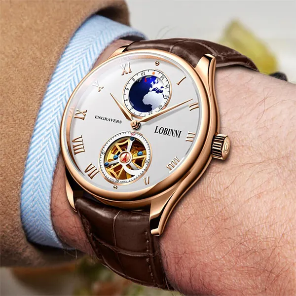 Đồng Hồ Nam Lobinni LB13006G-D1 Màu Nâu - Trắng