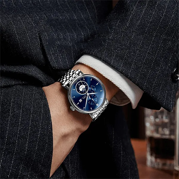 Đồng Hồ Nam Lobinni LB13056G-T4 Màu Xanh Bạc