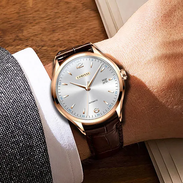 Đồng Hồ Nam Lobinni LB16005G-D1 Màu Nâu - Vàng Hồng