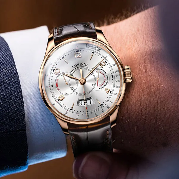 Đồng Hồ Nam Lobinni LB16013G-D1 Màu Nâu - Vàng Hồng