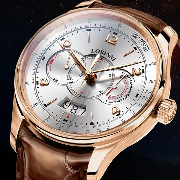 Đồng Hồ Nam Lobinni LB16013G-D1 Màu Nâu - Vàng Hồng