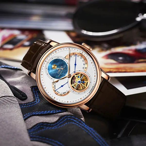 Đồng Hồ Nam Lobinni LB16015G-D1 Màu Nâu - Vàng Hồng