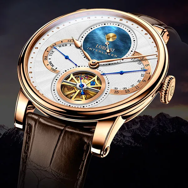 Đồng Hồ Nam Lobinni LB16015G-D1 Màu Nâu - Vàng Hồng