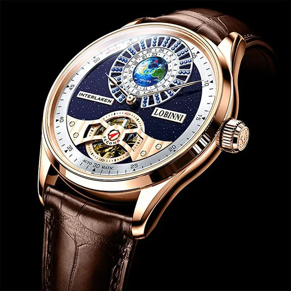 Đồng Hồ Nam Lobinni LB16038G-D1 Màu Nâu - Vàng Hồng