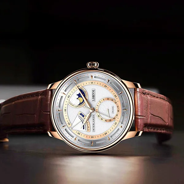 Đồng Hồ Nam Lobinni LB17011G-D1 Màu Nâu - Vàng Hồng