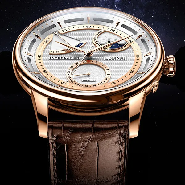 Đồng Hồ Nam Lobinni LB17011G-D1 Màu Nâu - Vàng Hồng