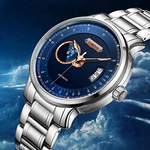 Đồng Hồ Nam Lobinni LB17511G-T3 Màu Xanh Bạc