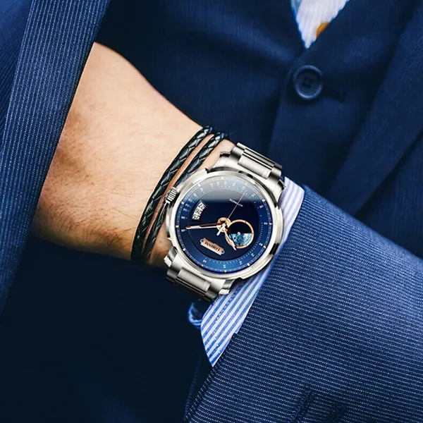 Đồng Hồ Nam Lobinni LB17511G-T3 Màu Xanh Bạc