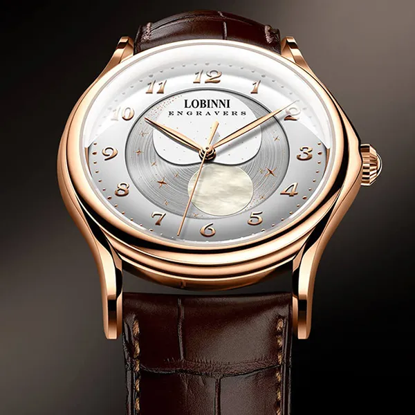 Đồng Hồ Nam Lobinni LB18010G-D1 Màu Nâu - Vàng Hồng