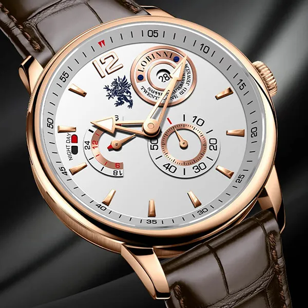 Đồng Hồ Nam Lobinni LB18012G-D1 Màu Nâu - Vàng Hồng