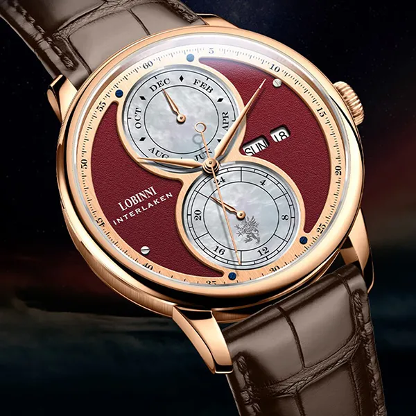 Đồng Hồ Nam Lobinni LB18015G-D3 Màu Nâu Đỏ