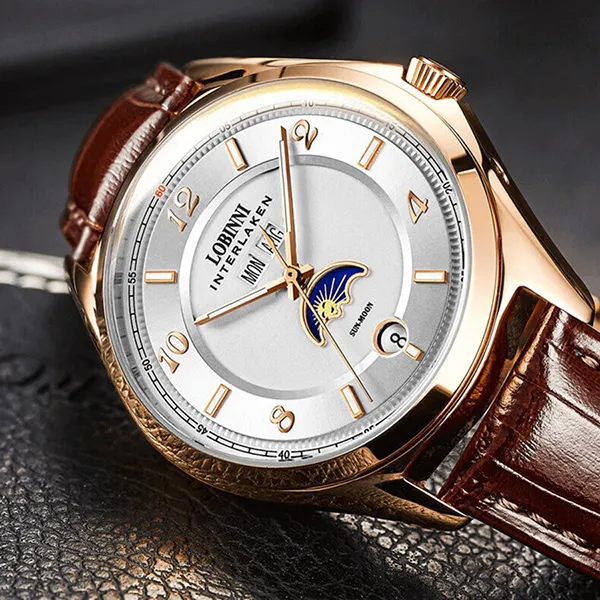 Đồng Hồ Nam Lobinni LB18016G-D1 Màu Nâu - Vàng Hồng