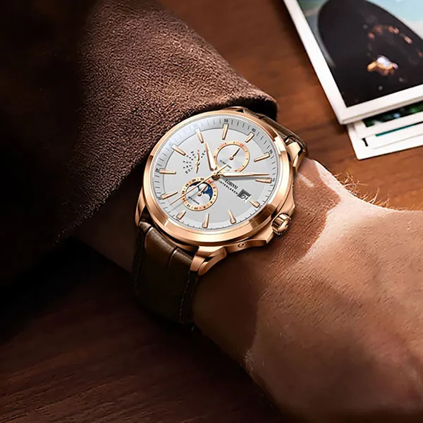 Đồng Hồ Nam Lobinni LB18019G-D1 Màu Nâu - Vàng Hồng