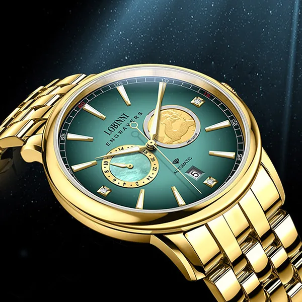 Đồng Hồ Nam Lobinni LB19015G-T1 Màu Xanh Vàng