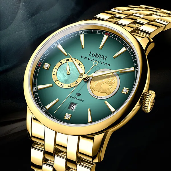 Đồng Hồ Nam Lobinni LB19015G-T1 Màu Xanh Vàng