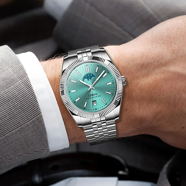 Đồng Hồ Nam Lobinni LB19018G-T2 Màu Xanh Bạc