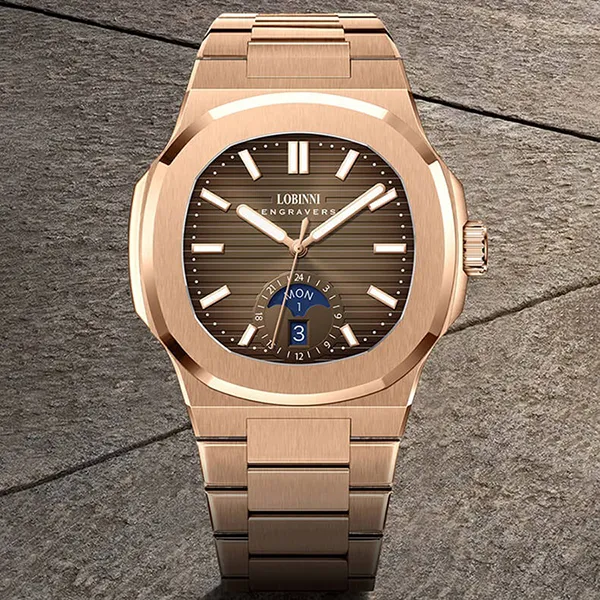 Đồng Hồ Nam Lobinni LB19069G (19069-A1-T3) Màu Nâu - Vàng Hồng